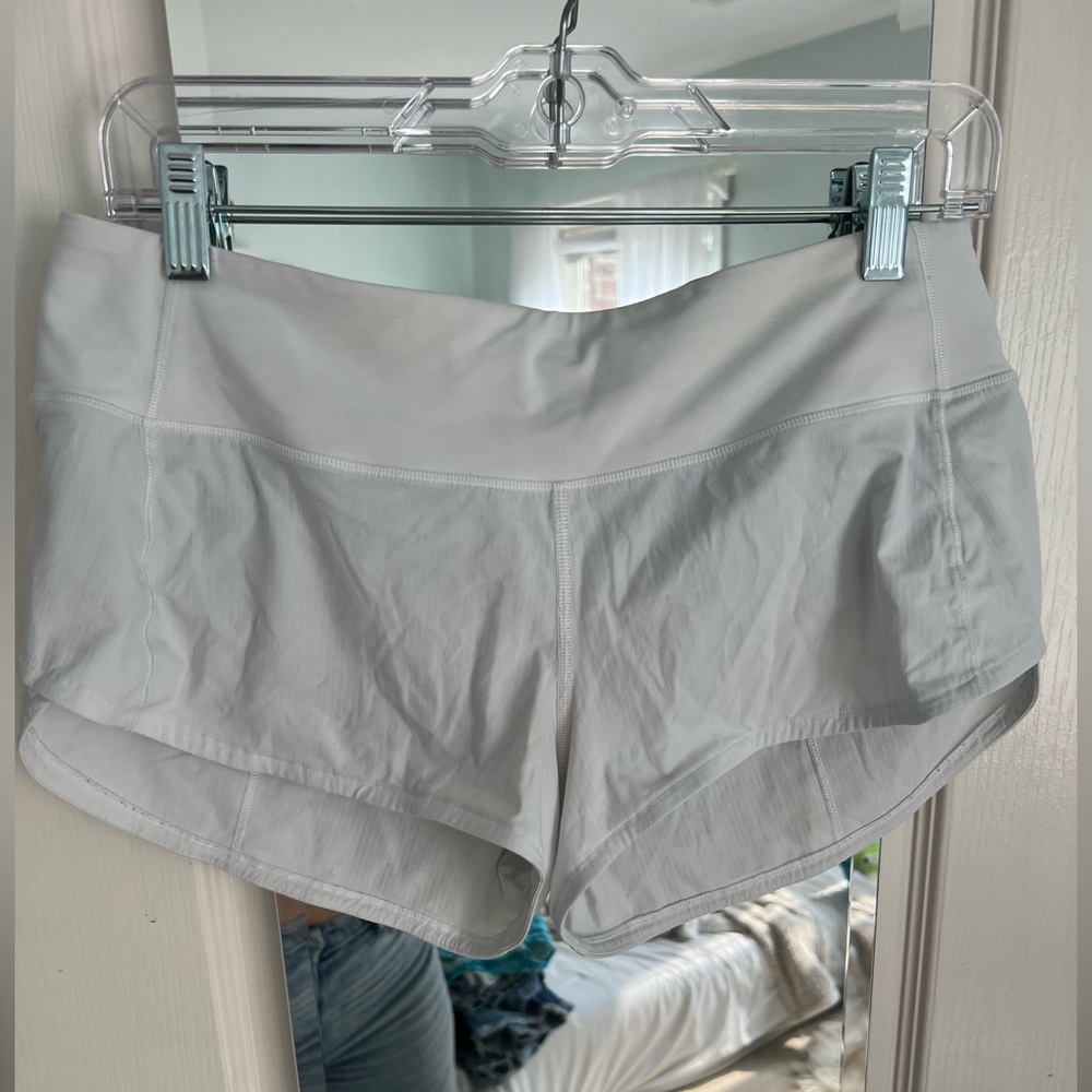 White Lululemon Speed Up Shorts 2”